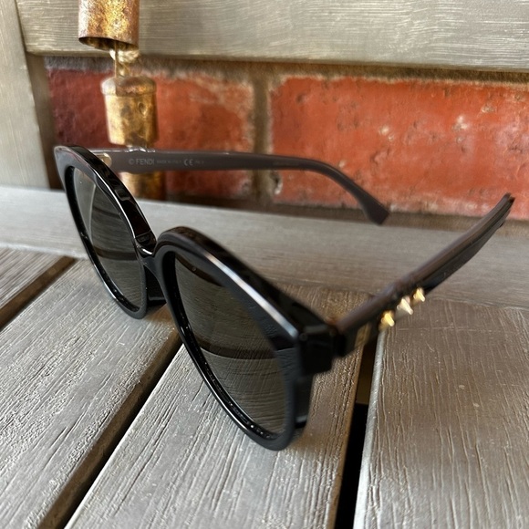 FENDI Fun Fair FF 0268 807 FQ Black Cat Eye Round Sunglasses Mirror lens no case - Picture 16 of 17